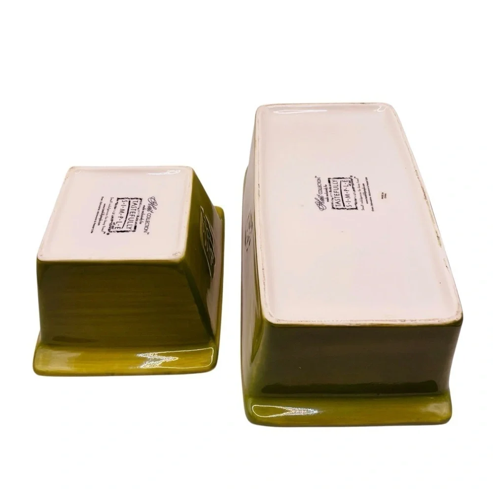 Tastefully Simple Host Collection Olive Green Bread Loaf Baking Pans Set of 2